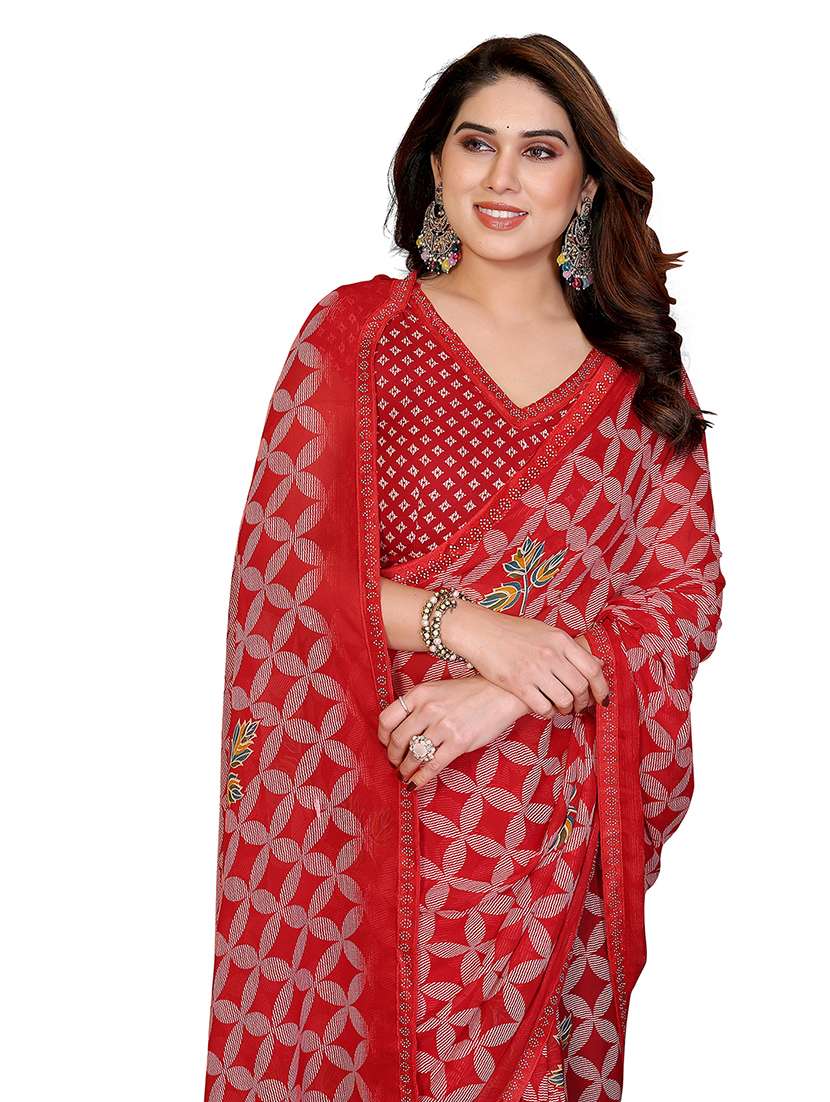 women printed casual wear saree with blouse - 22384853 -  Standard Image - 1