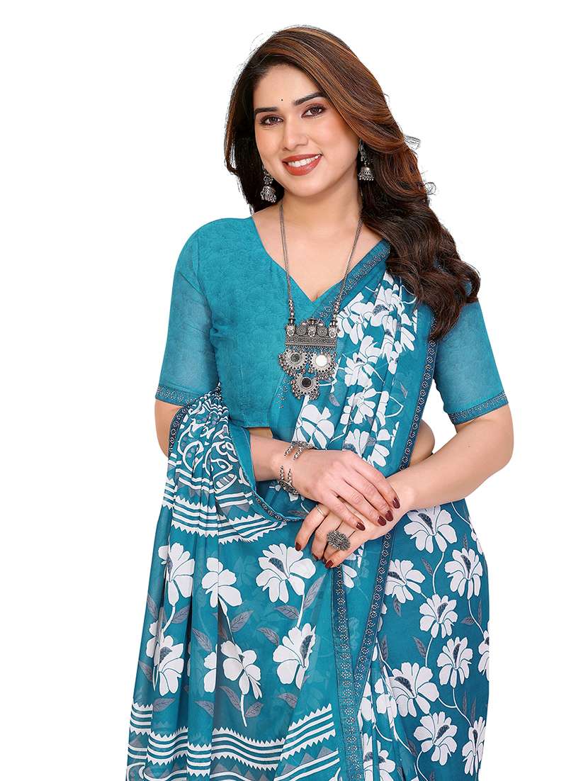 women printed casual wear saree with blouse - 22384854 -  Standard Image - 1