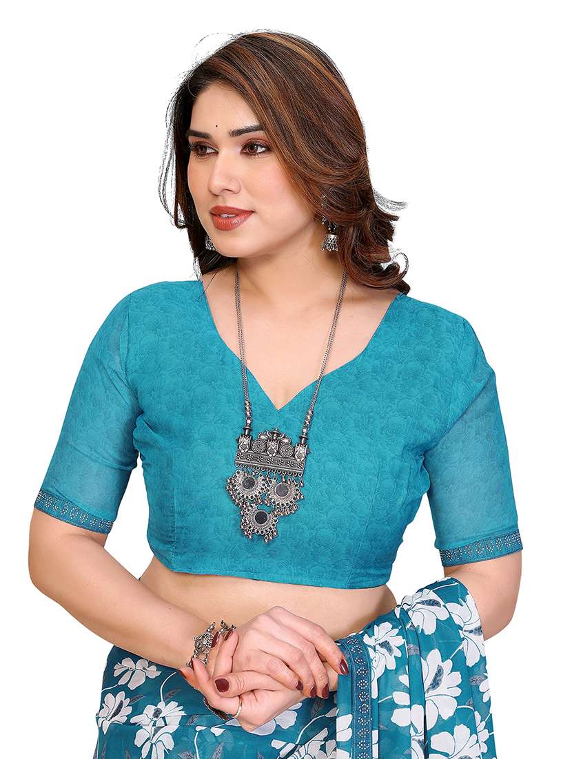 women printed casual wear saree with blouse - 22384854 -  Standard Image - 4