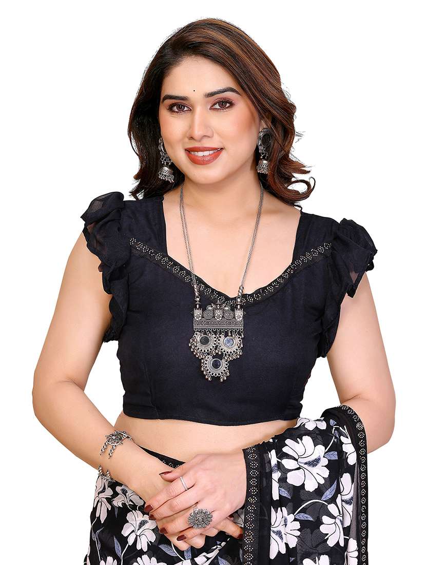 women printed casual wear saree with blouse - 22384857 -  Standard Image - 4