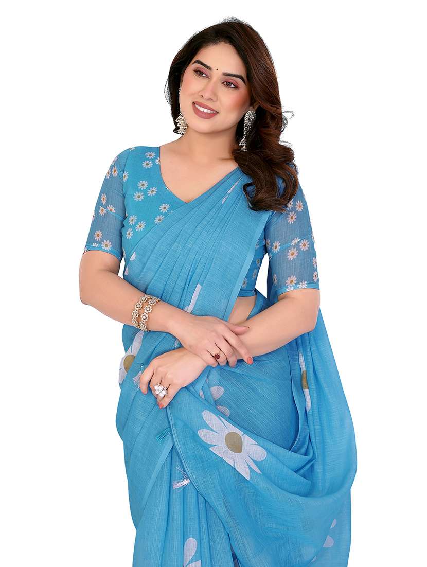 women printed casual wear saree with blouse - 22384866 -  Standard Image - 1