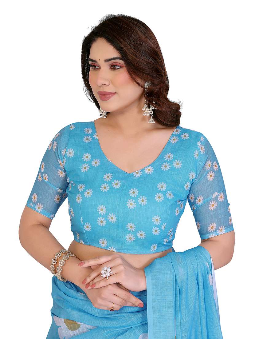 women printed casual wear saree with blouse - 22384866 -  Standard Image - 4