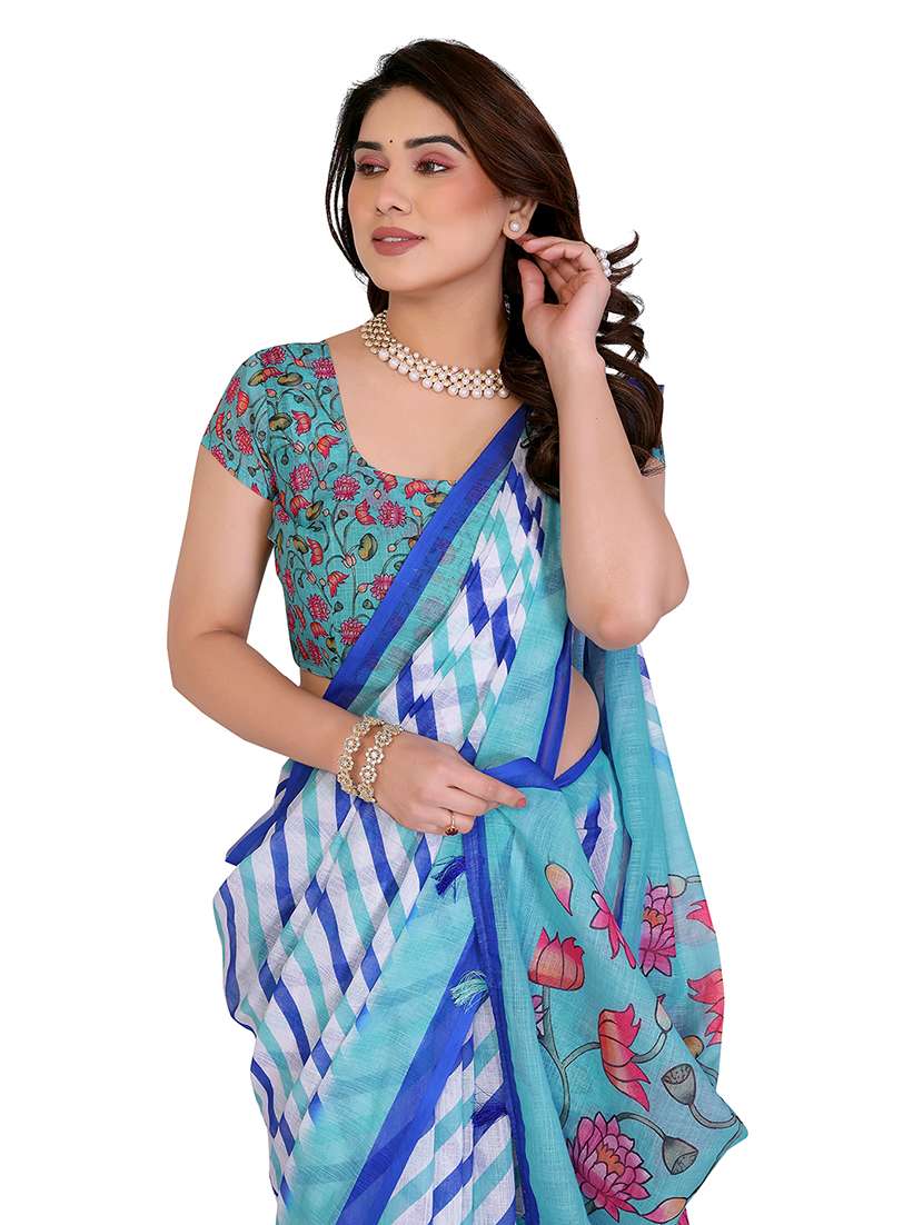 women printed casual wear saree with blouse - 22384874 -  Standard Image - 1