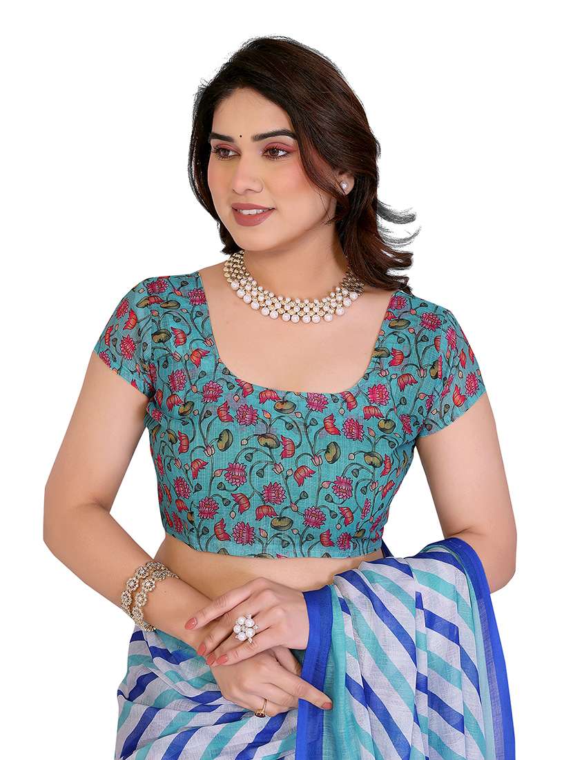 women printed casual wear saree with blouse - 22384874 -  Standard Image - 4
