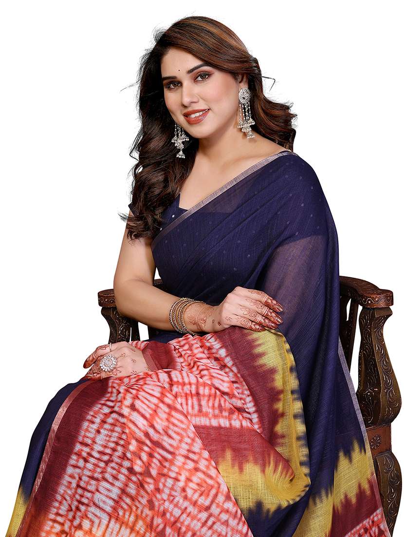 women printed casual wear saree with blouse - 22384884 -  Standard Image - 1