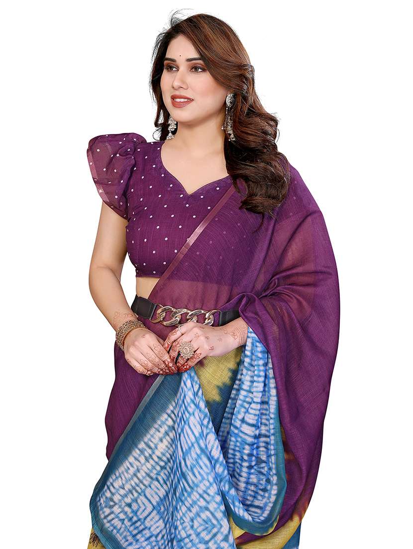 women printed casual wear saree with blouse - 22384886 -  Standard Image - 1