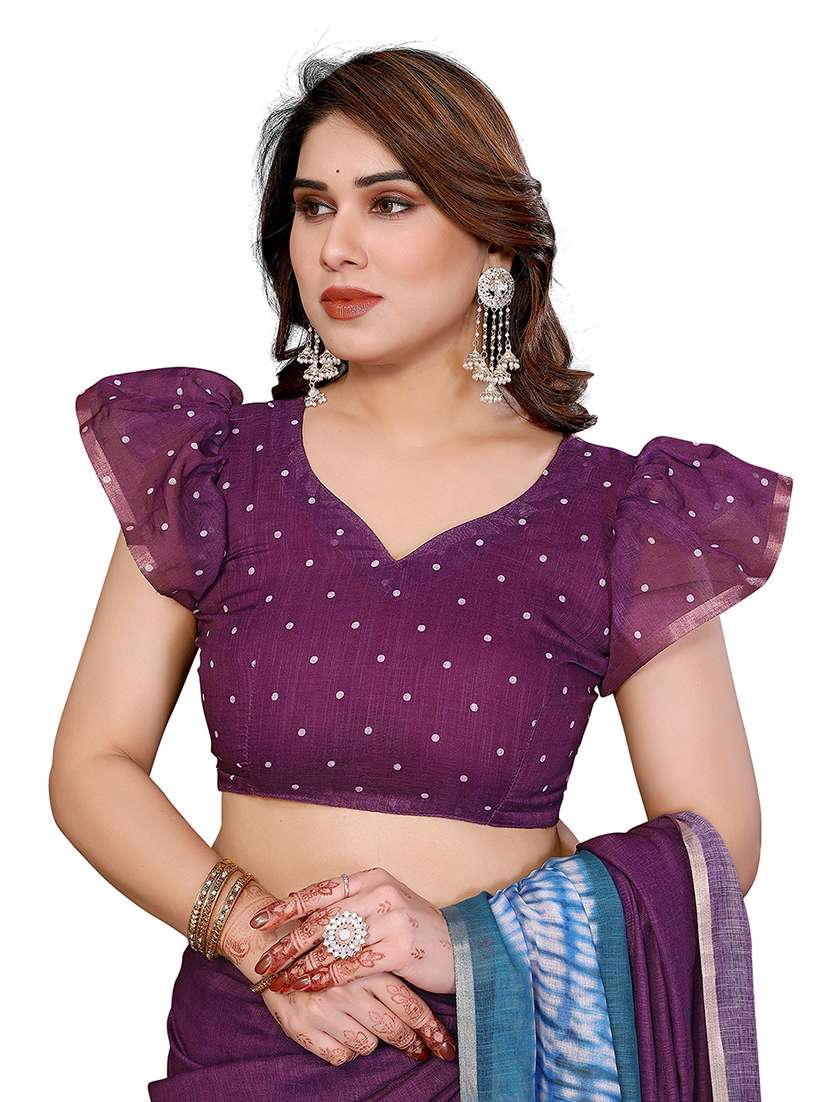 women printed casual wear saree with blouse - 22384886 -  Standard Image - 4