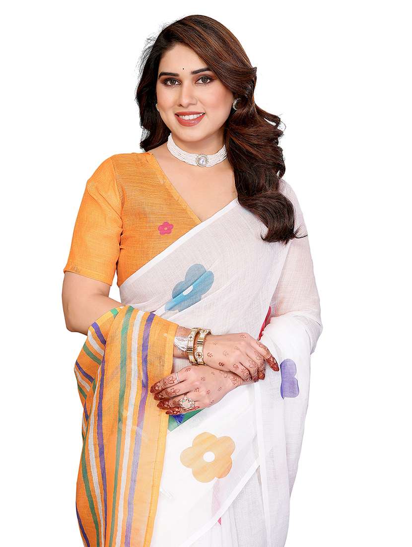women printed casual wear saree with blouse - 22384892 -  Standard Image - 1