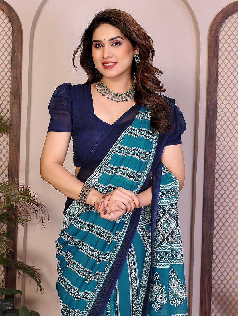 women printed casual wear saree with blouse - 22384910 -  Standard Image - 1