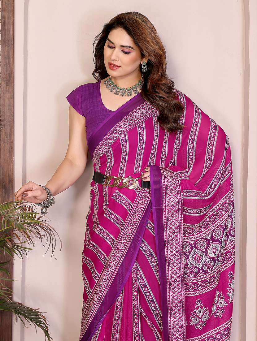 women printed casual wear saree with blouse - 22384912 -  Standard Image - 1