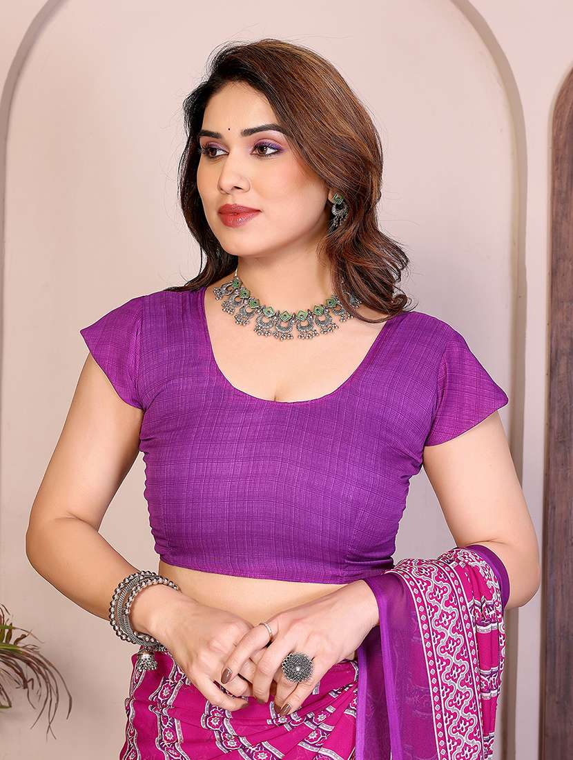 women printed casual wear saree with blouse - 22384912 -  Standard Image - 4