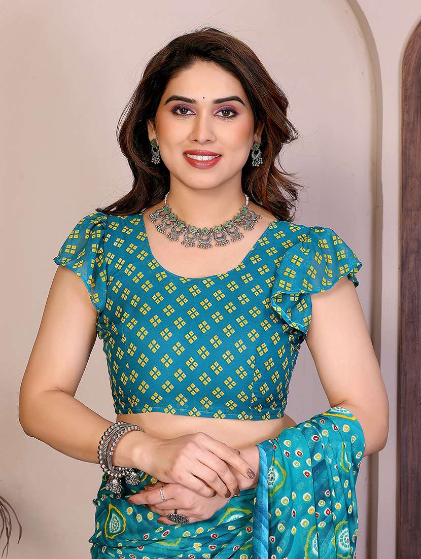 women printed casual wear saree with blouse - 22384913 -  Standard Image - 4