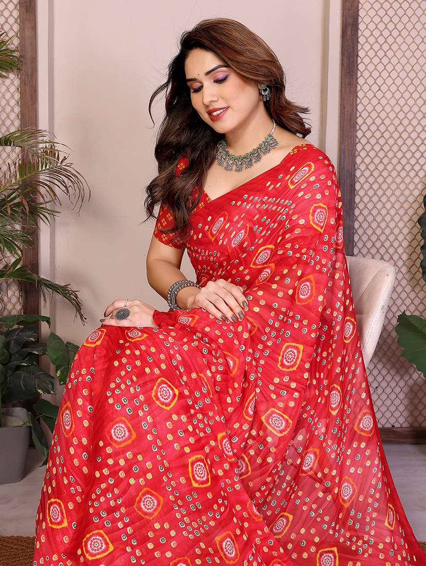 women printed casual wear saree with blouse - 22384918 -  Standard Image - 1