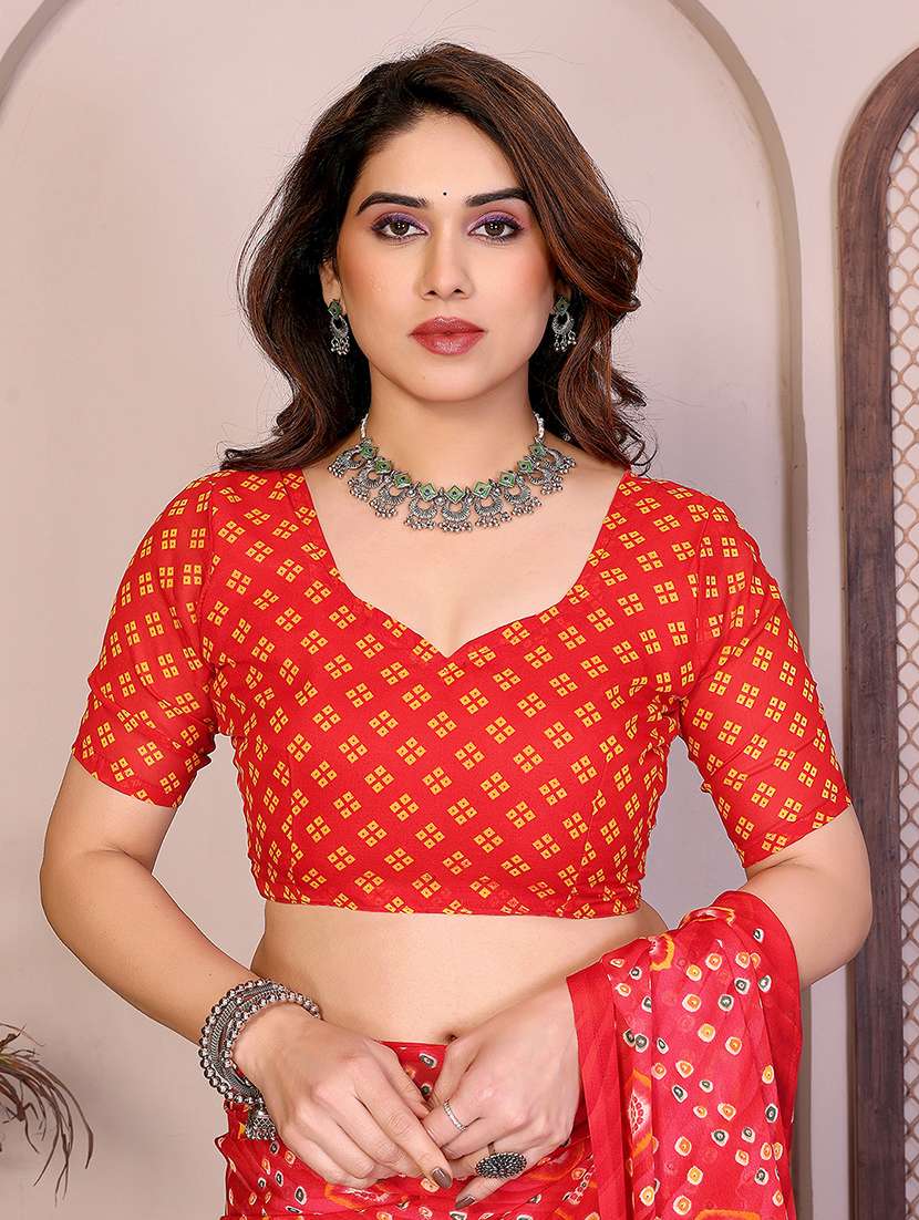 women printed casual wear saree with blouse - 22384918 -  Standard Image - 4