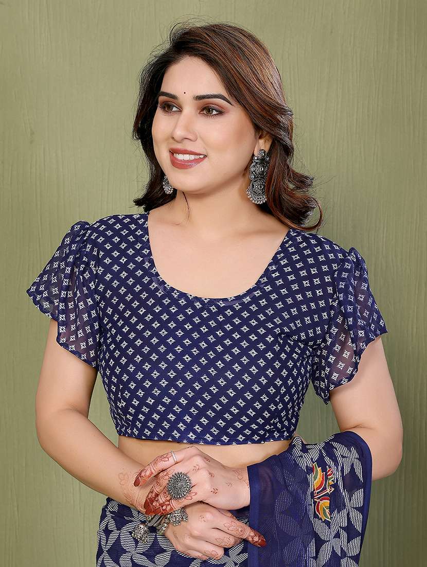 women printed casual wear saree with blouse - 22384923 -  Standard Image - 4