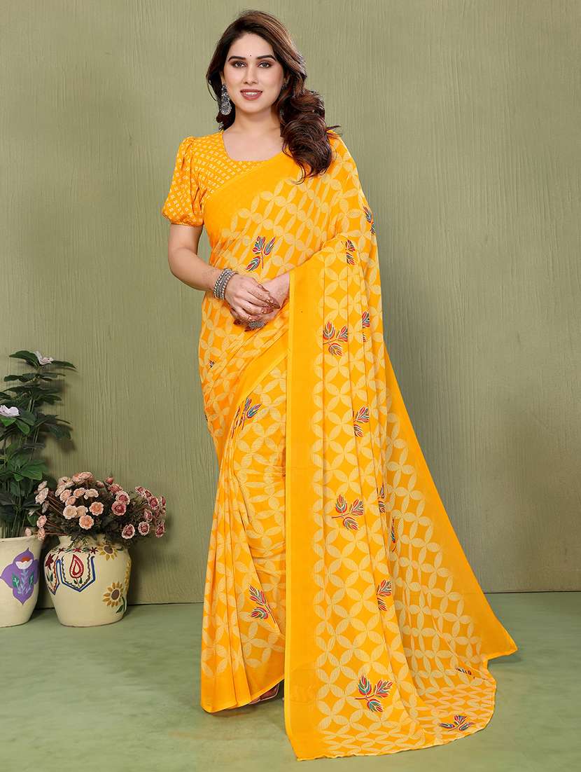 women printed casual wear saree with blouse