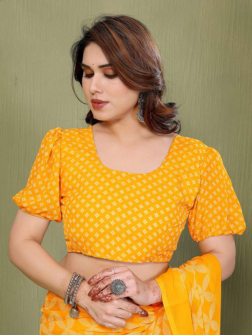 women printed casual wear saree with blouse - 22384924 -  Standard Image - 4