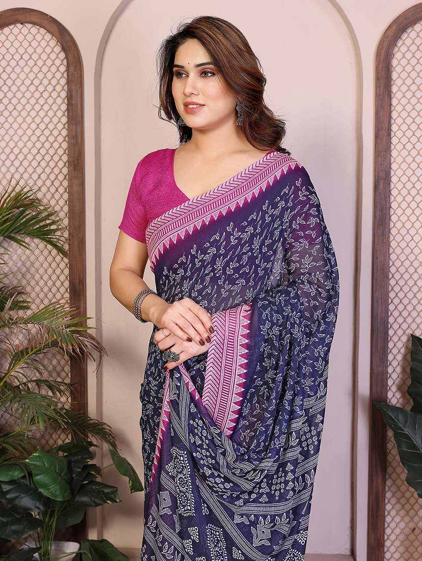 women printed casual wear saree with blouse - 22384952 -  Standard Image - 1