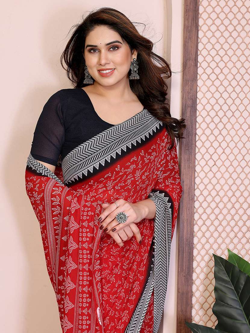 women printed casual wear saree with blouse - 22384953 -  Standard Image - 1
