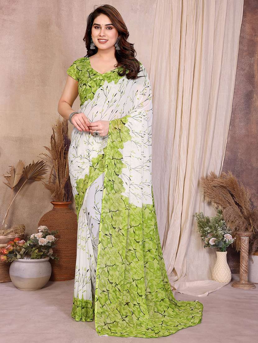 women printed casual wear saree with blouse