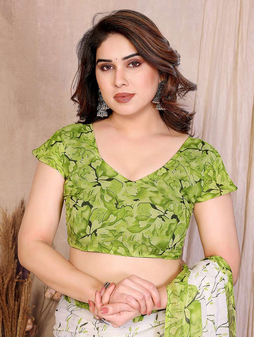 Women Printed Casual Wear Saree With Blouse - 22384959 -  Standard Image - 4