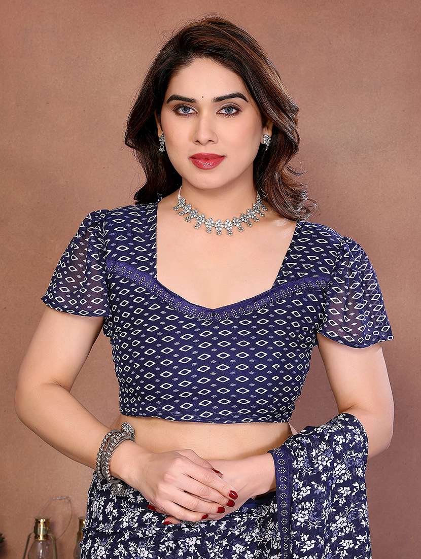 women printed casual wear saree with blouse - 22384983 -  Standard Image - 4