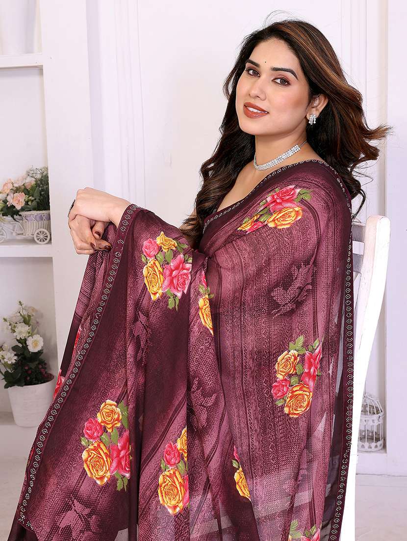 women printed casual wear saree with blouse - 22384999 -  Standard Image - 1