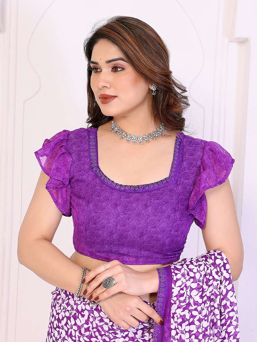 women printed casual wear saree with blouse - 22385011 -  Standard Image - 4