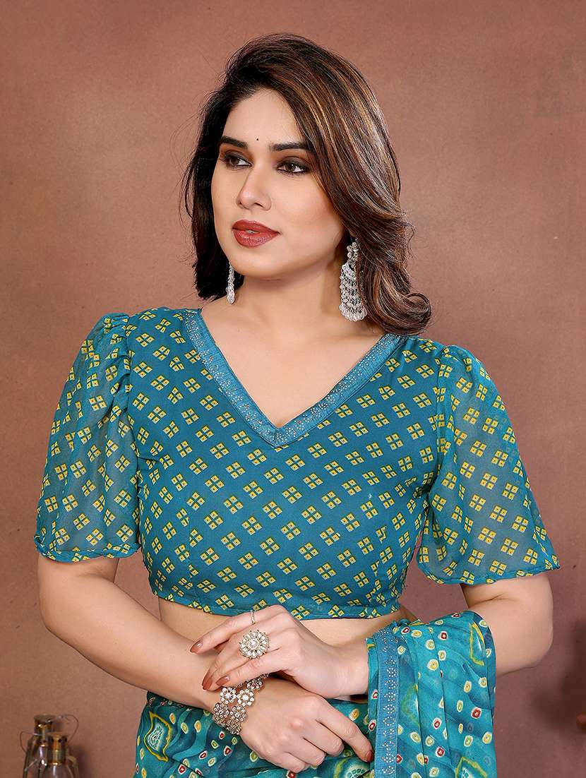 women printed casual wear saree with blouse - 22385021 -  Standard Image - 4