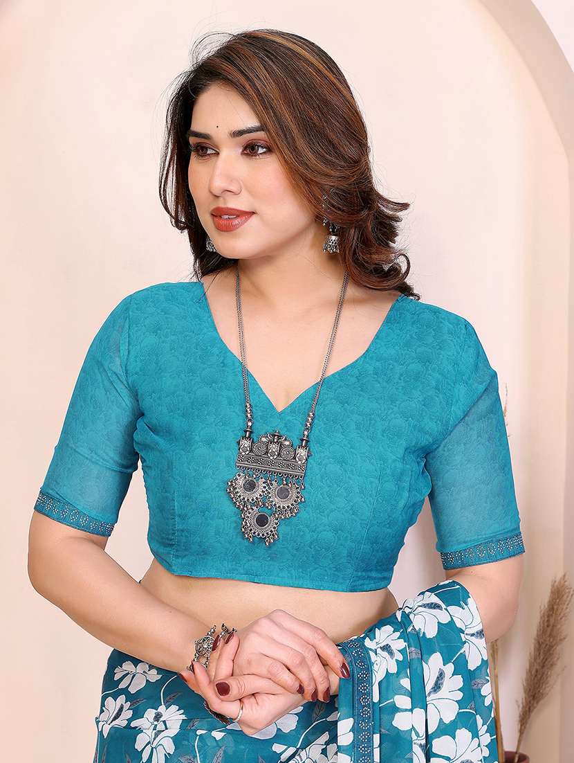 women printed casual wear saree with blouse - 22385036 -  Standard Image - 4