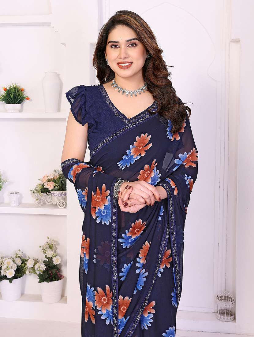 women printed casual wear saree with blouse - 22385040 -  Standard Image - 1