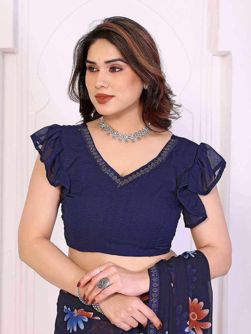 women printed casual wear saree with blouse - 22385040 -  Standard Image - 4