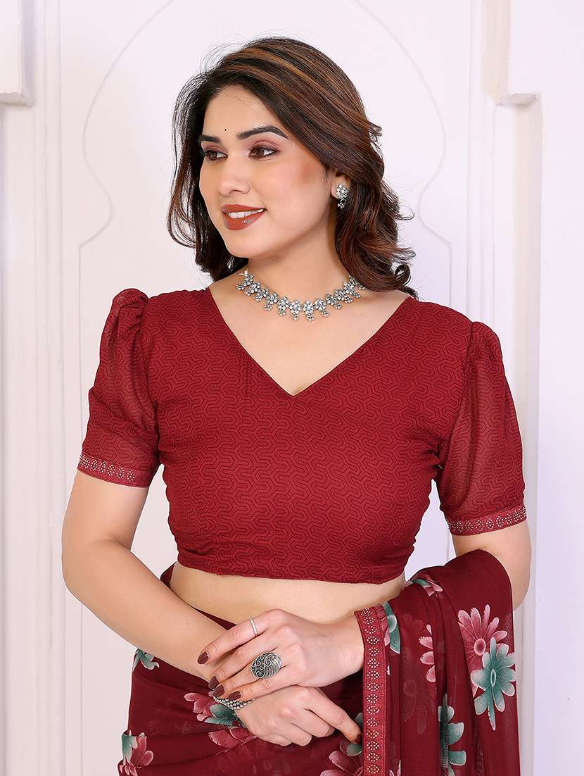 women printed casual wear saree with blouse - 22385041 -  Standard Image - 4