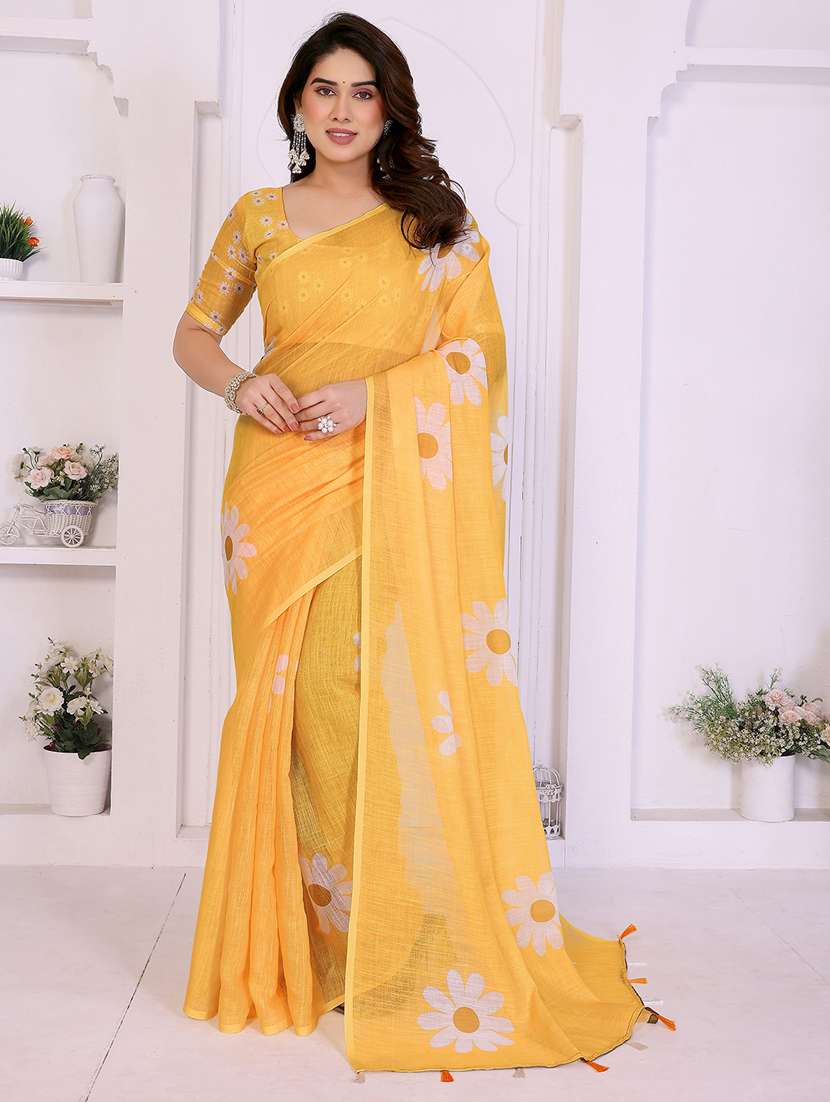 women printed casual wear saree with blouse
