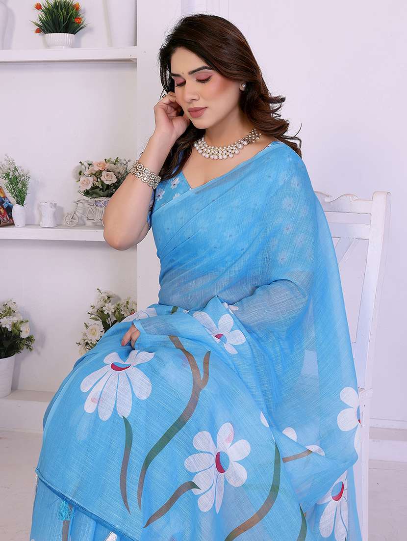 women printed casual wear saree with blouse - 22385052 -  Standard Image - 1