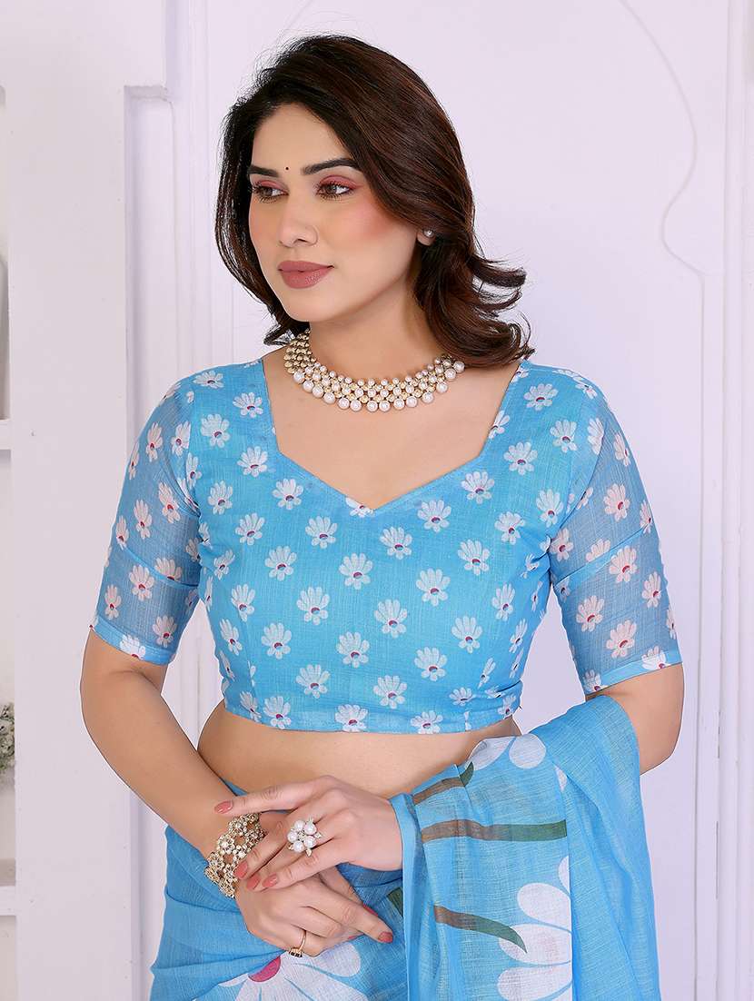 women printed casual wear saree with blouse - 22385052 -  Standard Image - 4