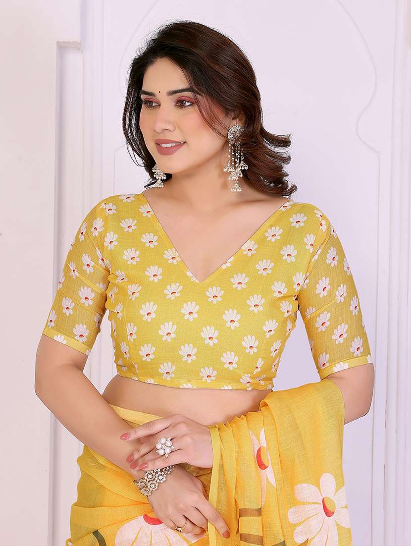 women printed casual wear saree with blouse - 22385053 -  Standard Image - 4