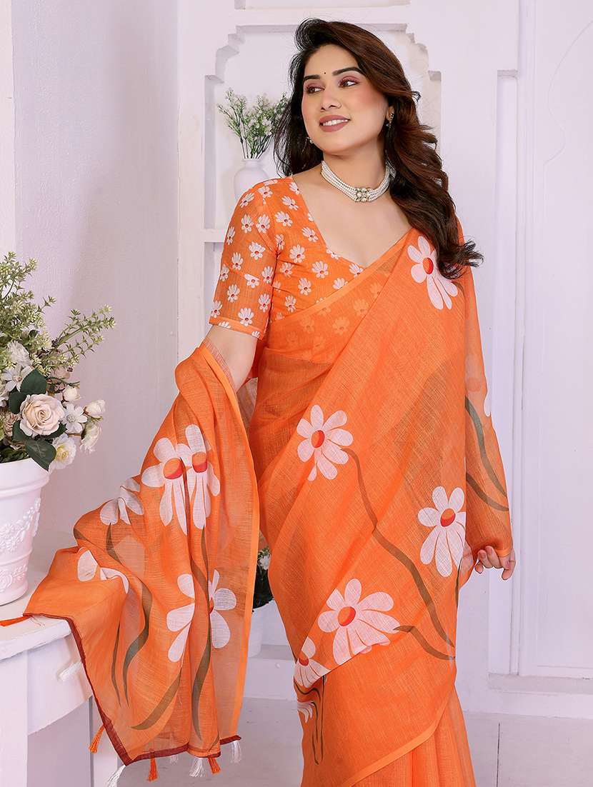 women printed casual wear saree with blouse - 22385055 -  Standard Image - 1