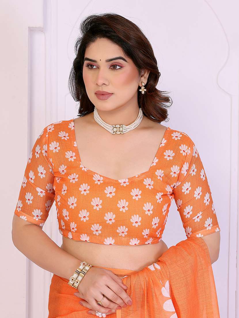 women printed casual wear saree with blouse - 22385055 -  Standard Image - 4