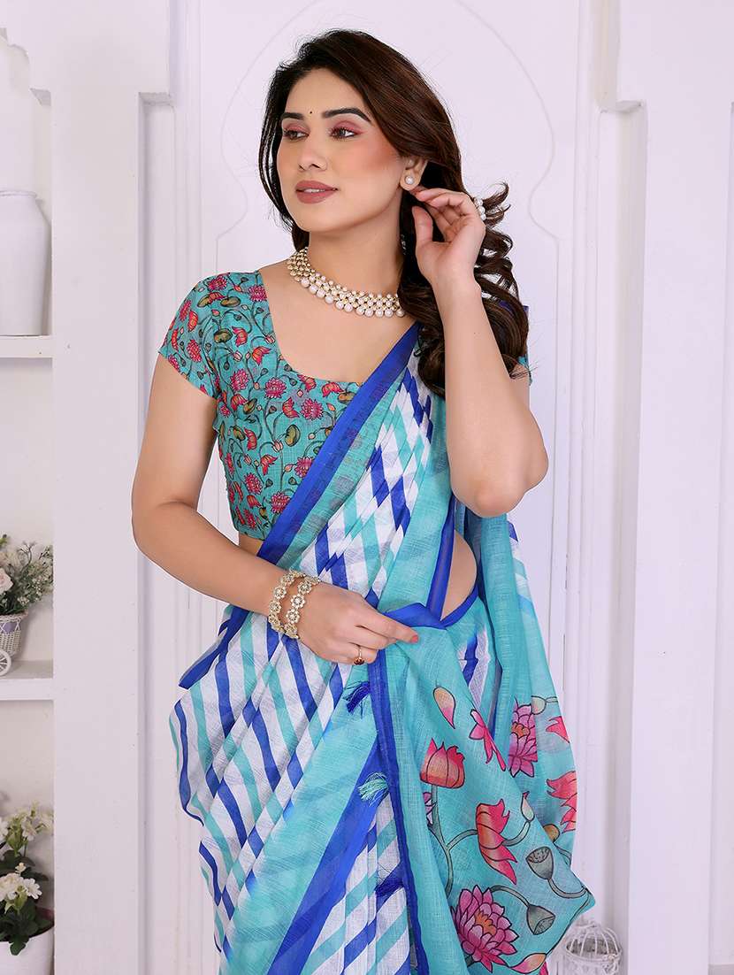 women printed casual wear saree with blouse - 22385056 -  Standard Image - 1