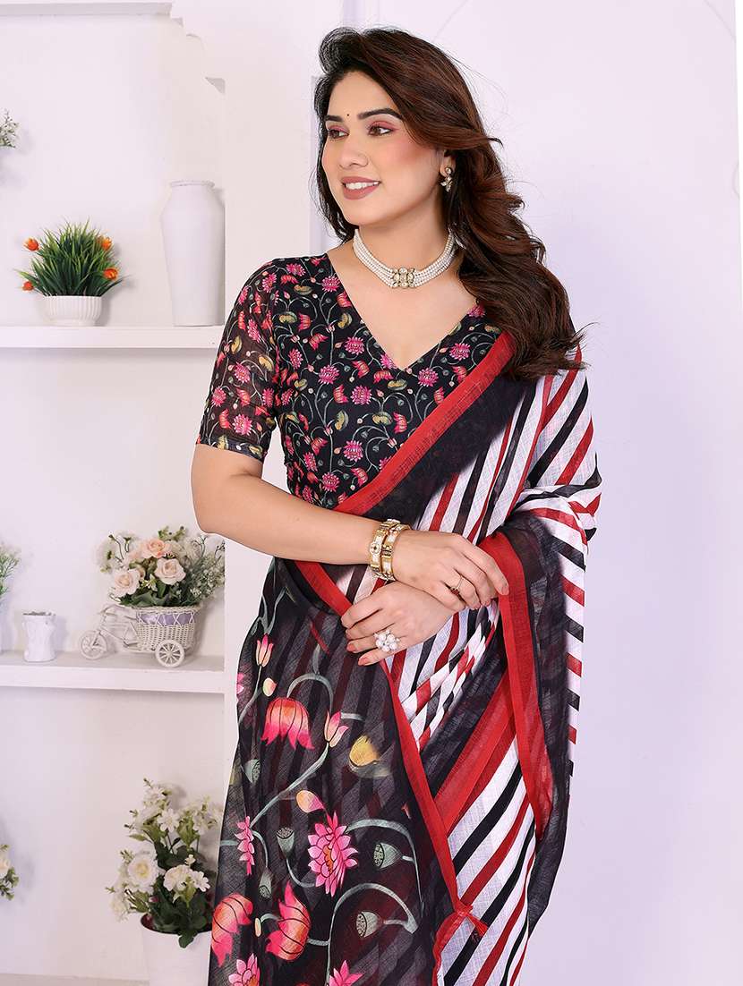 women printed casual wear saree with blouse - 22385058 -  Standard Image - 1