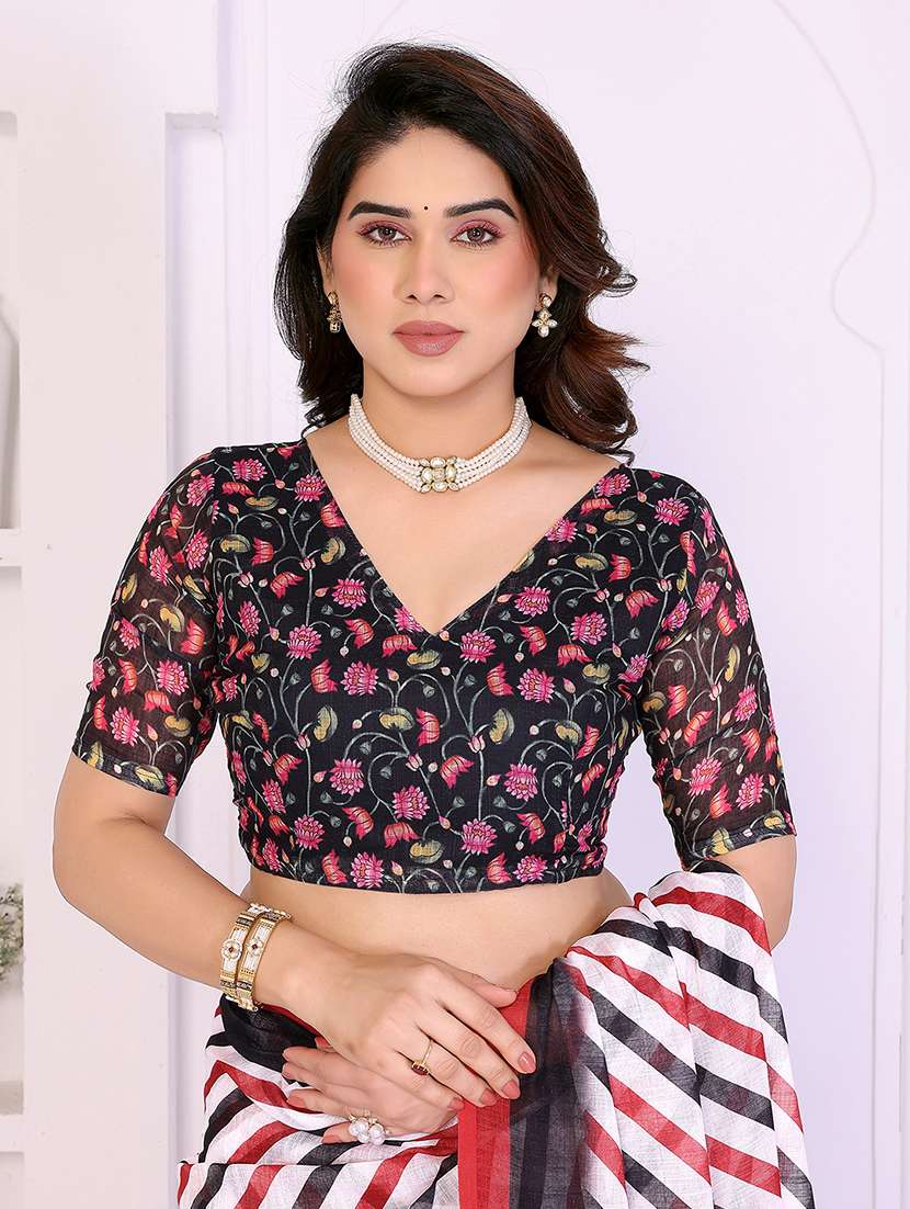 women printed casual wear saree with blouse - 22385058 -  Standard Image - 4