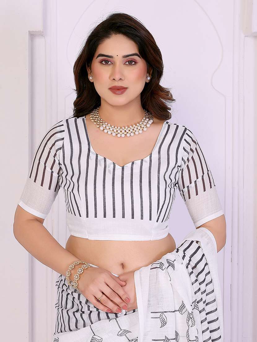 women printed casual wear saree with blouse - 22385059 -  Standard Image - 4