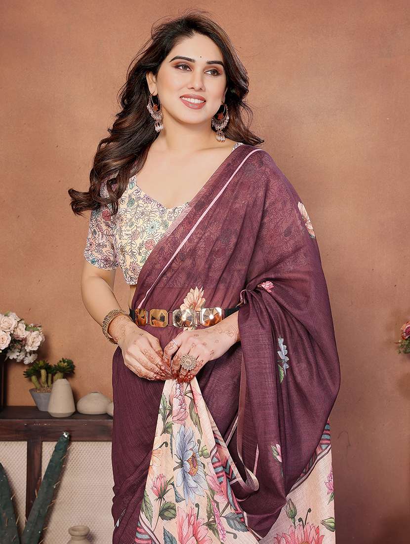 women printed casual wear saree with blouse - 22385063 -  Standard Image - 1