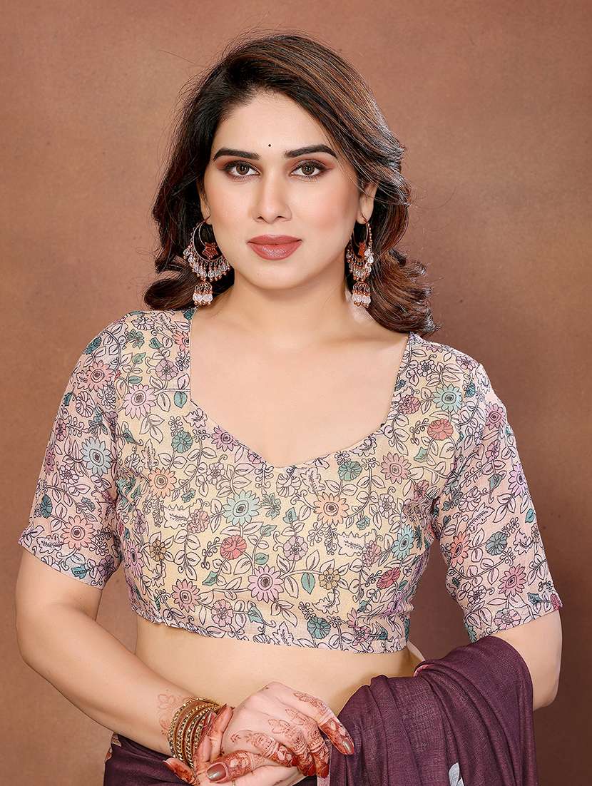 women printed casual wear saree with blouse - 22385063 -  Standard Image - 4