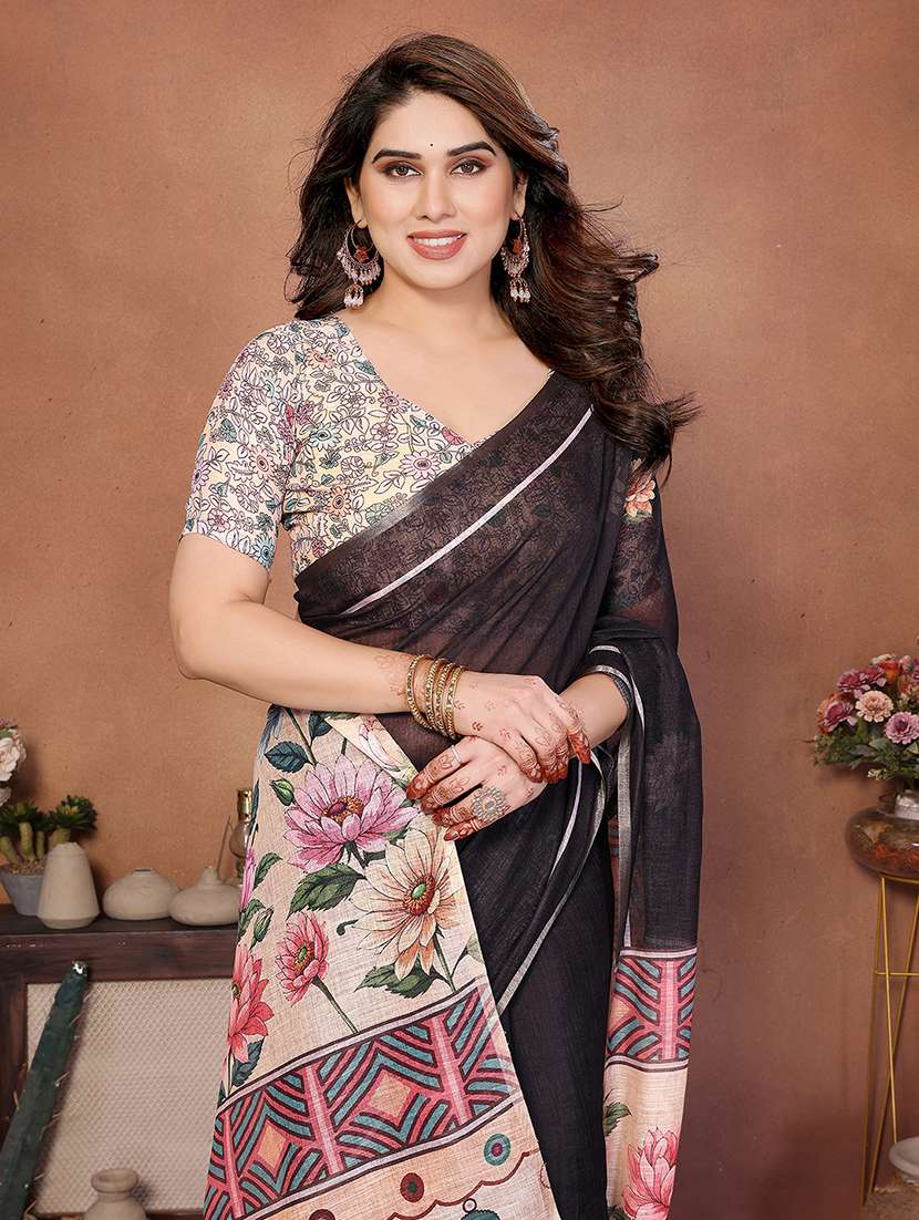 women printed casual wear saree with blouse - 22385065 -  Standard Image - 1