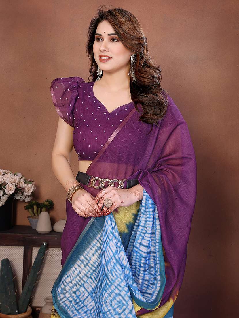 women printed casual wear saree with blouse - 22385068 -  Standard Image - 1