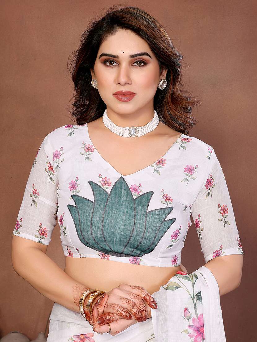 women printed casual wear saree with blouse - 22385072 -  Standard Image - 4