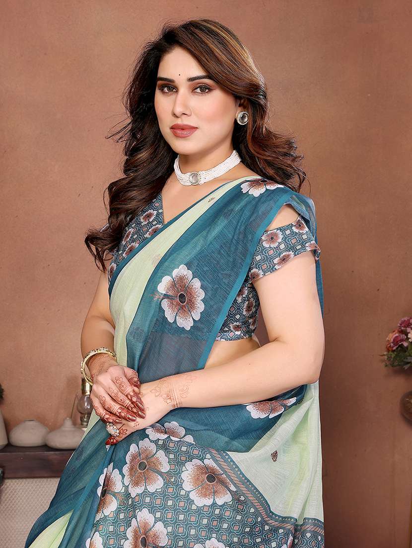 women printed casual wear saree with blouse - 22385075 -  Standard Image - 1