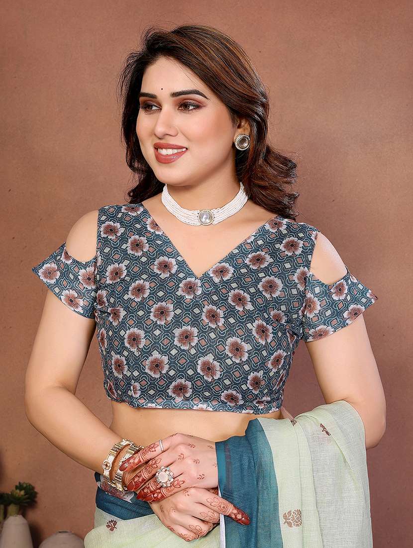 women printed casual wear saree with blouse - 22385075 -  Standard Image - 4